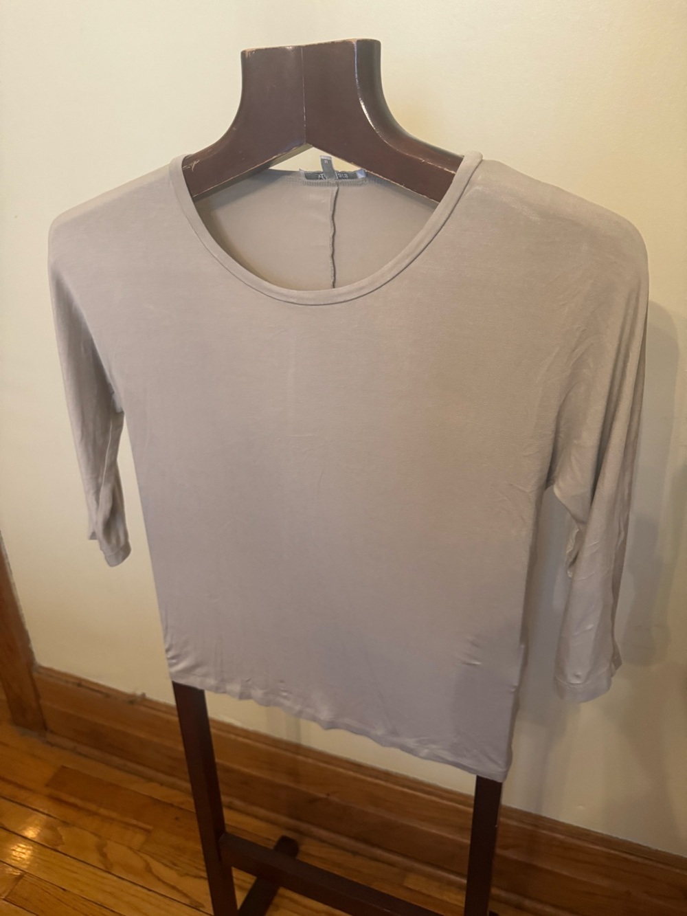 MaxMara Neutral Taupe Long Sleeve Scoop Neck Top size M